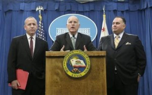 Jerry Brown, John Perez, Darrell Steinberg, Photo: Associated Press
