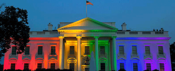 White House Rainbow colored to celebrate SCOTUS same sex marriage ruling