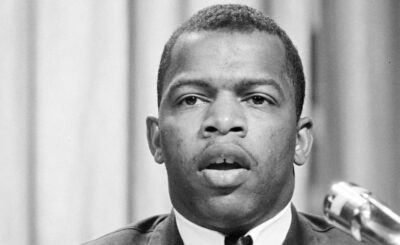 Black and white photograph of John Lewis in 1964.